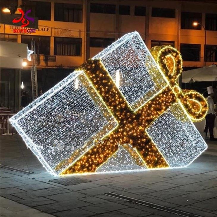 Outdoor Green Unique 3d Led Acrylic Christmas Gift Box Party Garden Park Decoration Lighting