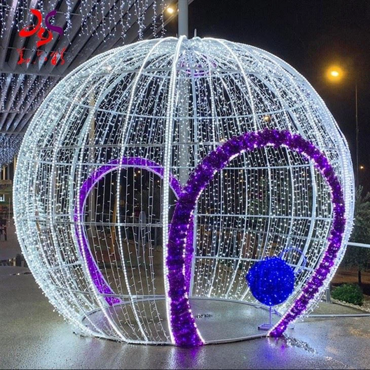 Outdoor Street Decor 3D Large LED Ball Motif Light Creative Illuminated Led Lighting Sphere Shaped Christmas Ball Light